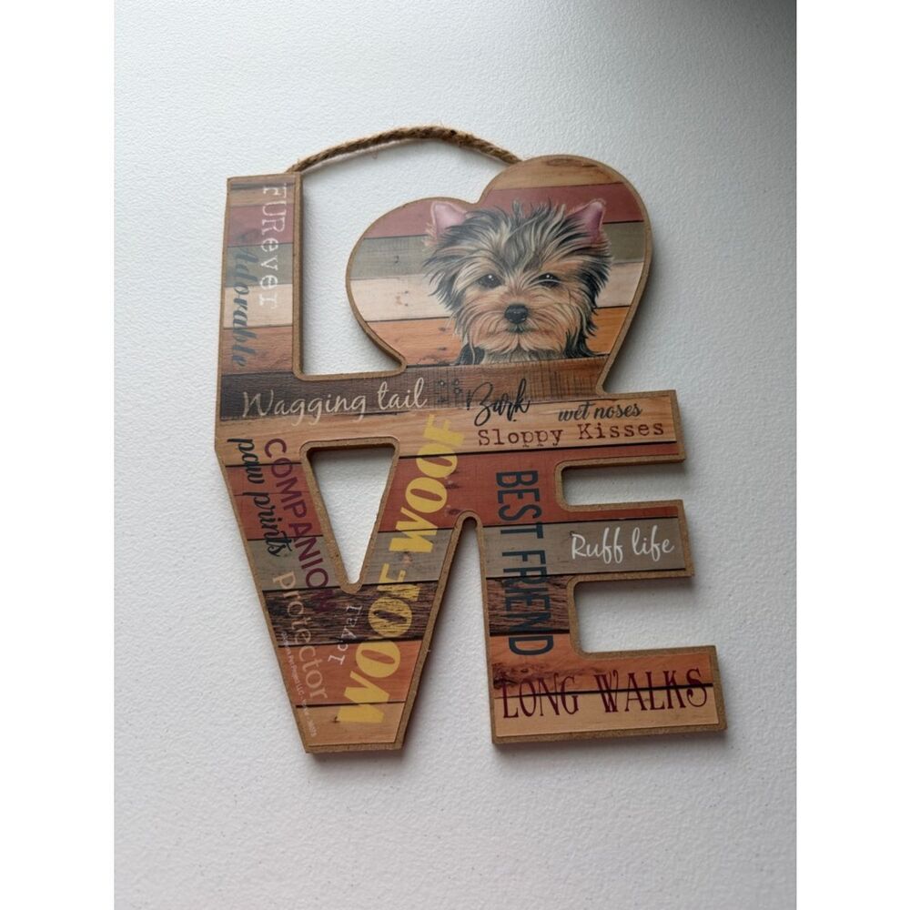 Wooden "LOVE" Dog Wall Accent in Brown